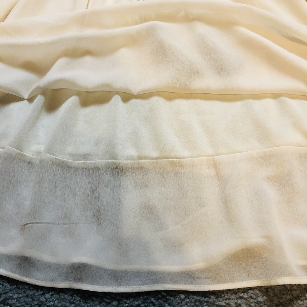 Love Culture Layered Mini Dress Sz S Cold Shoulder Ivory Belted Tassels Coastal - Picture 6 of 13